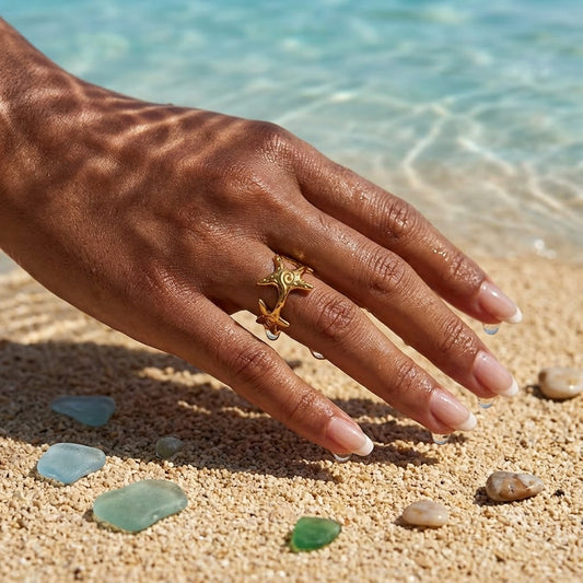 Bague Étoile de Mer 360 en Or Ajustable