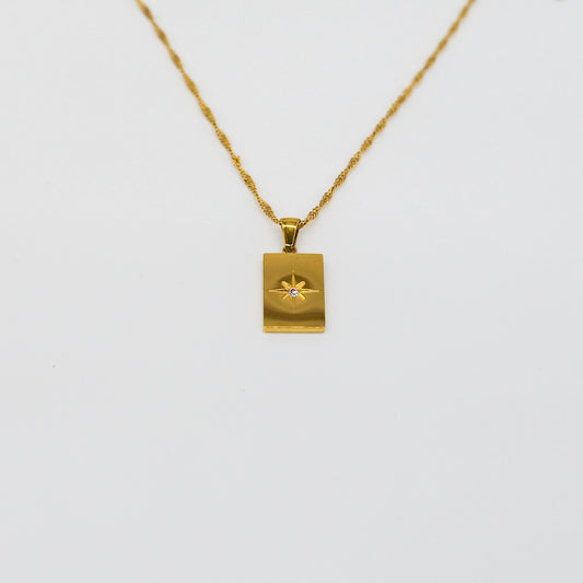Collier pendentif rectangulaire étoile