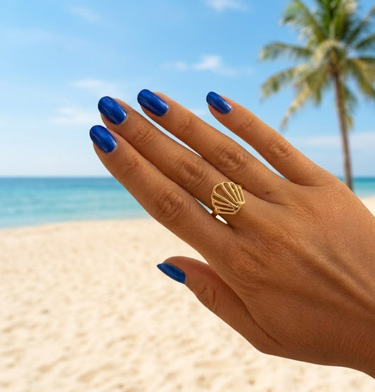 Bague Coquillage Dorée Minimaliste – Ajustable