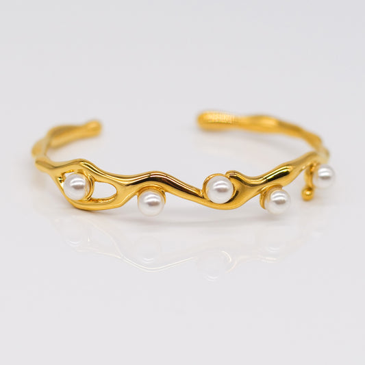 Bracelet Fondant Moderne avec 5 Perles d’Eau Douce