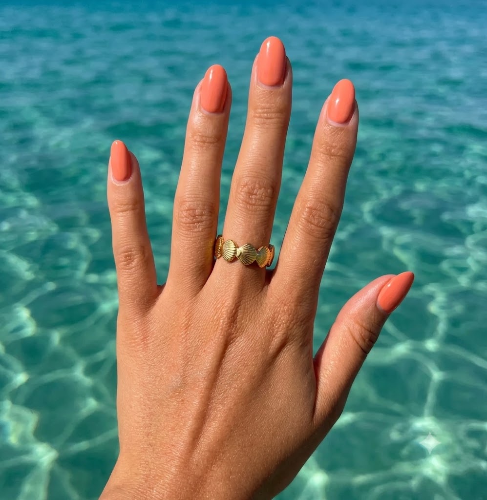 Bague Anneau Coquillages Saint-Jacques Dorée - Ajustable
