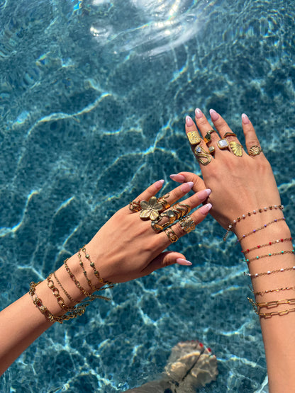 Bague Martelée en Or Ajustable – Style Organique