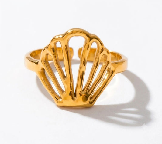 Bague Coquillage Dorée Minimaliste – Ajustable